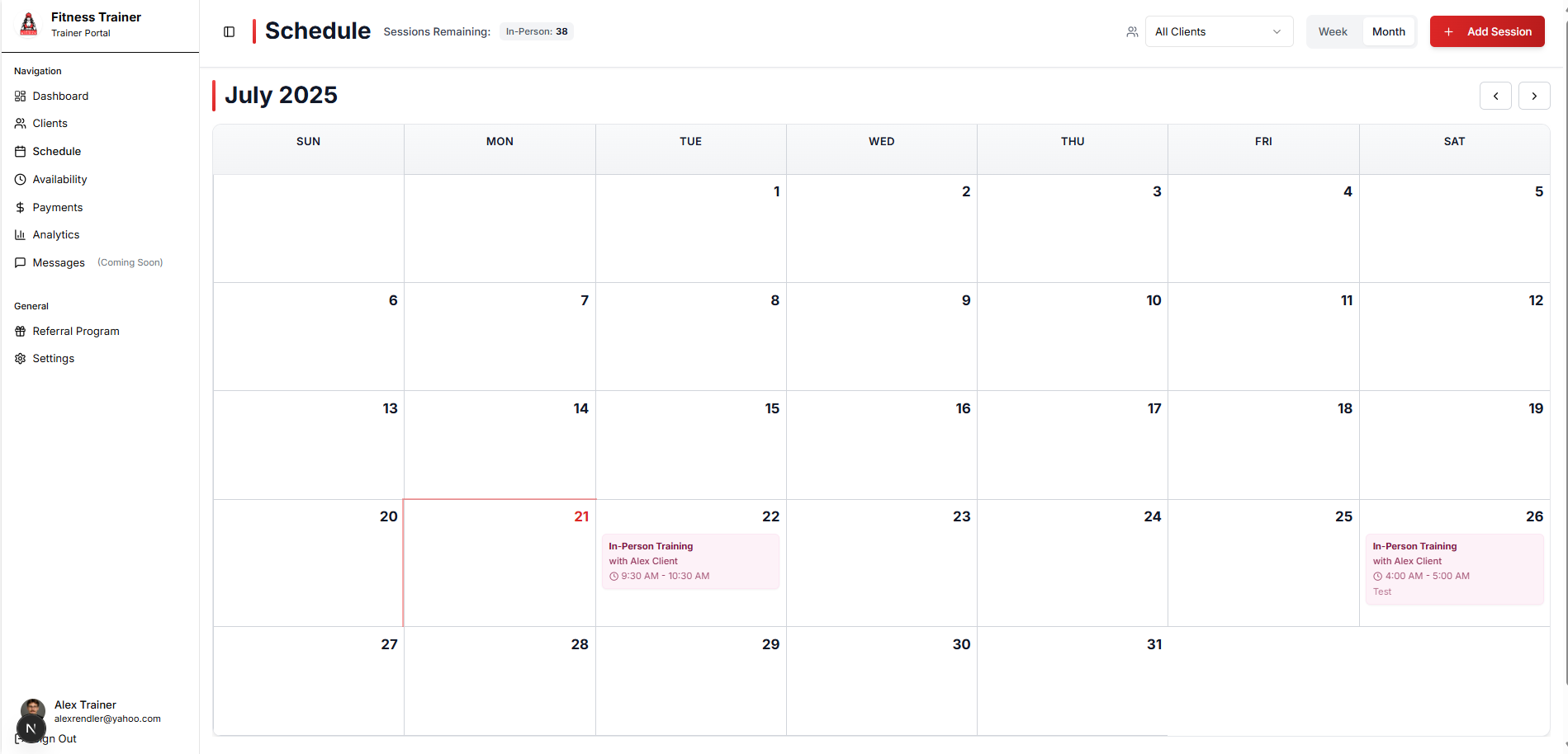 Scheduling Page (Google Calendar Integration) screenshot